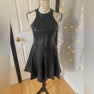 Real black leather dress